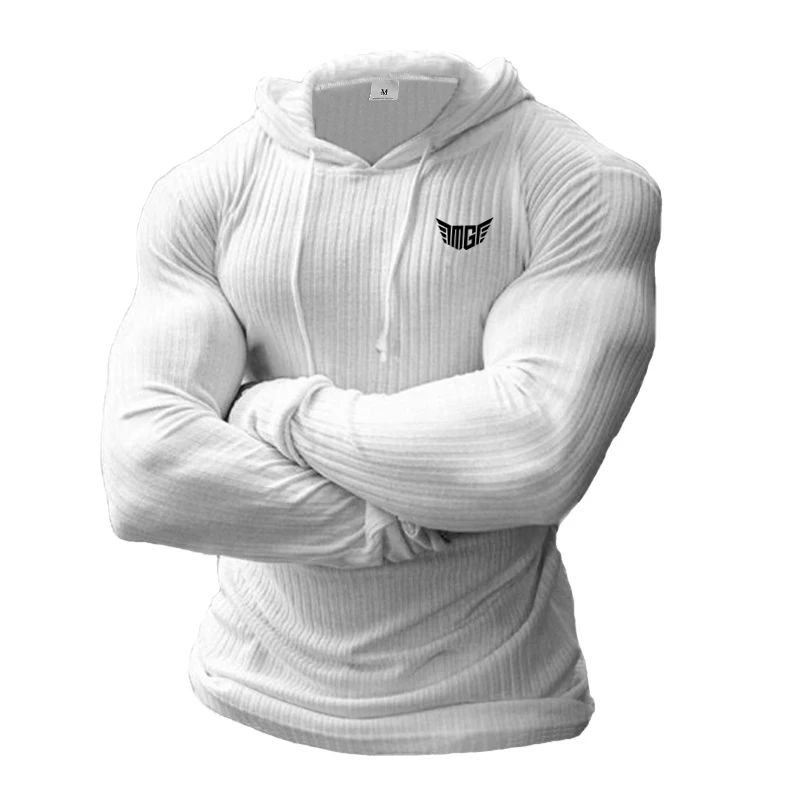 Новая модная трикотажная футболка с капюшоном мужские тонкие свитера в полоску