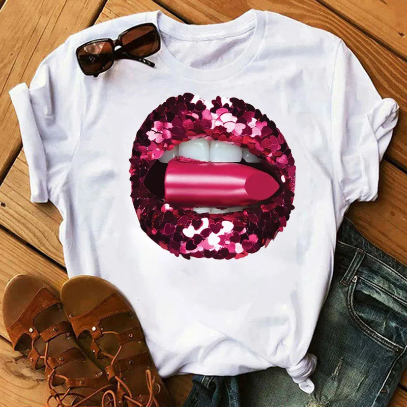 New Women Clothes Aesthetic White Female T-shirt Tops Women T Shirt Fashion Makeup Red Lips In Diamonds Drip Graphic Tee Shirt 
New Women Clothes Aesthetic White Female T-shirt Tops Women T Shirt Fashion Makeup Red Lips In Diamonds Drip Graphic Tee Shirt