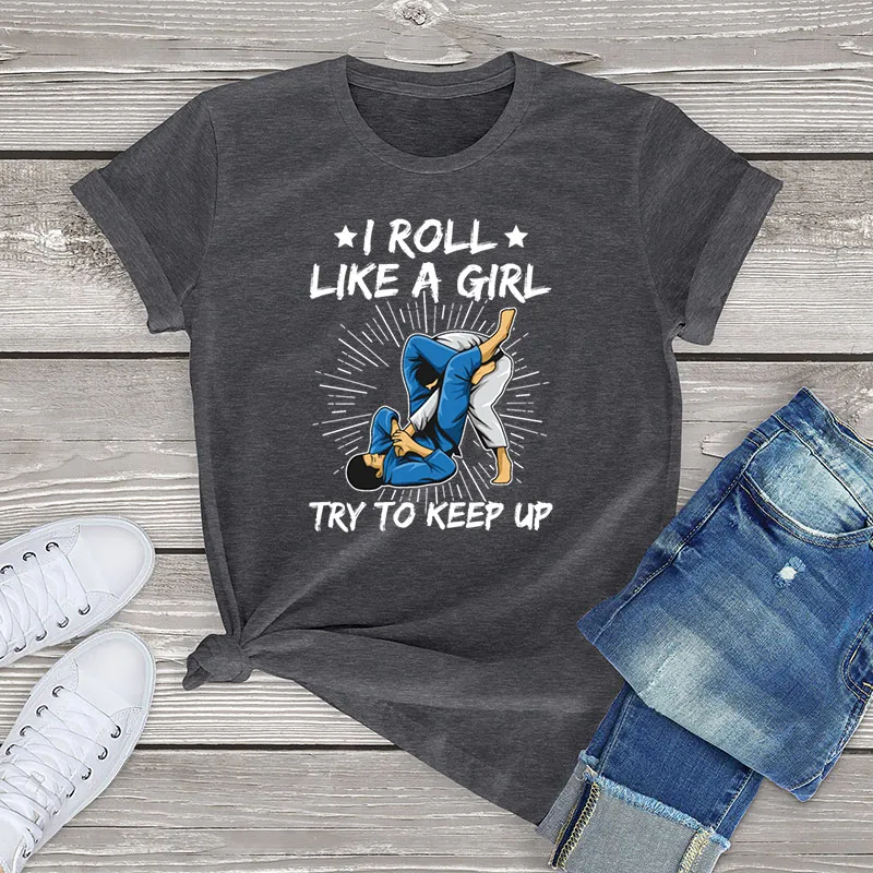 100% хлопковая футболка женская одежда топы унисекс I Roll Like A Girl попробуйте надеть
