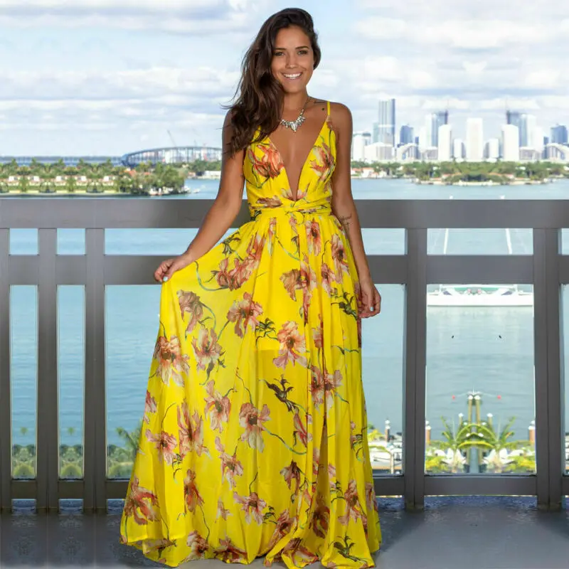 Women Boho Long Maxi Dress Ladies Deep V-neck Print Boho Floral Sleeveless Party Summer Beach Sundress Vestidos de verano
Women Boho Long Maxi Dress Ladies Deep V-neck Print Boho Floral Sleeveless Party Summer Beach Sundress Vestidos de verano