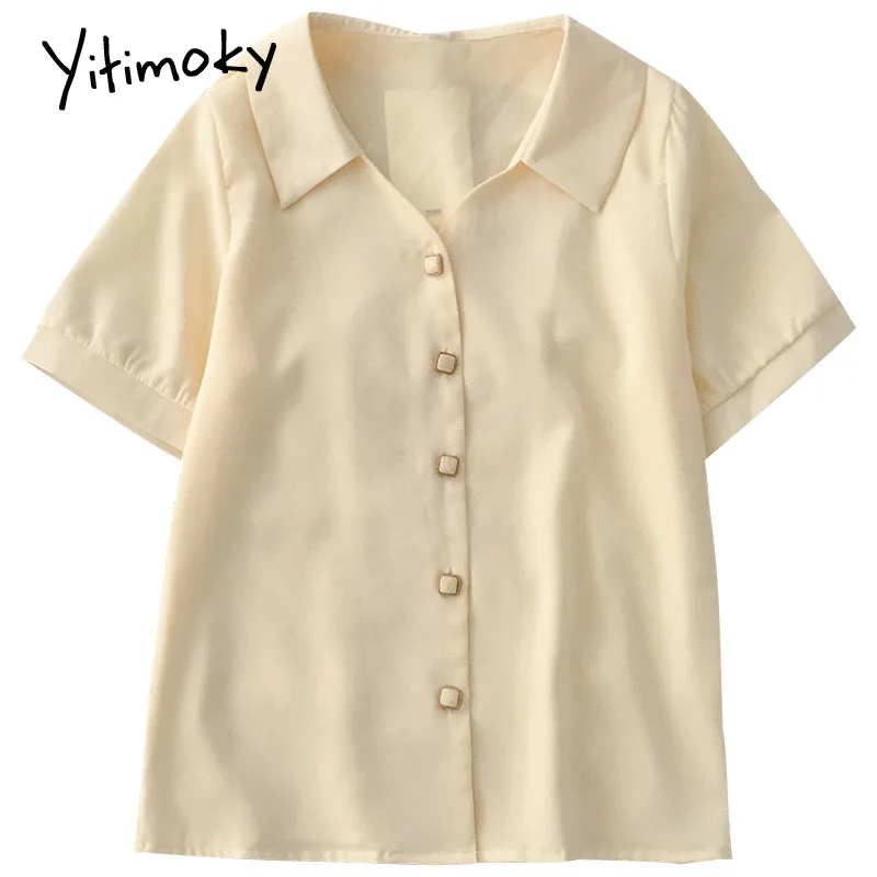 Yitimoky Shirt Women Korean Fashion Simple Style Solid Short Blouse Vintage Short Sleeve Spring Summer New Casual Ladies Top
Yitimoky Shirt Women Korean Fashion Simple Style Solid Short Blouse Vintage Short Sleeve Spring Summer New Casual Ladies Top