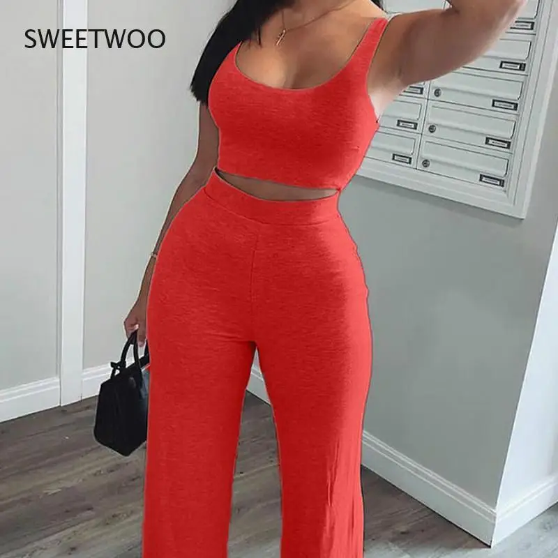 Summer Women's Two-Piece Women's Solid Color Vest Crop Top + Straight Pants Ensemble Casual Wear Matching Set 2-Piece Women's Cl
Summer Women's Two-Piece Women's Solid Color Vest Crop Top + Straight Pants Ensemble Casual Wear Matching Set 2-Piece Women's Cl