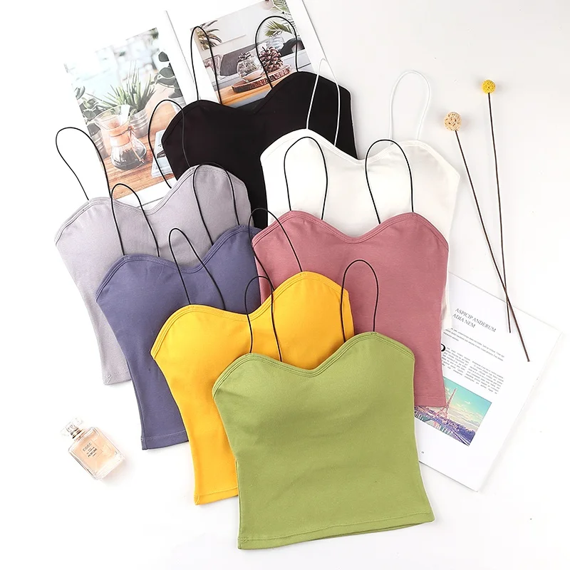 Women Underwear Sexy Vest Thin Shoulder Straps Wear Camisole Candy Color Beautiful Back Cotton Tube Top
Women Underwear Sexy Vest Thin Shoulder Straps Wear Camisole Candy Color Beautiful Back Cotton Tube Top