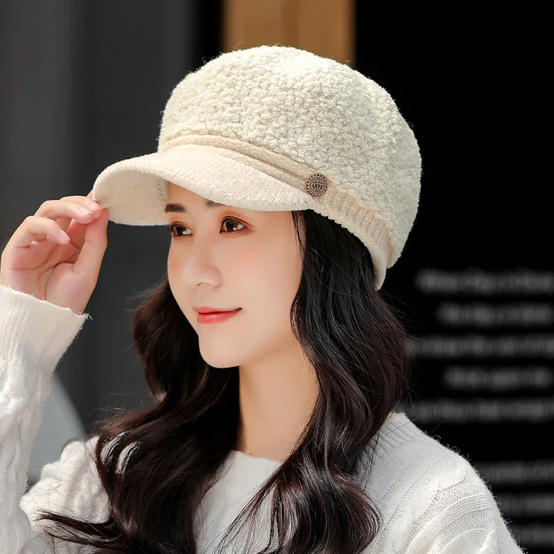 Women's Autumn Winter Windproof Baseball Cap Cute Versatile Knitting Baseball Cap Cashmere Cycling Warm Hat 
Women's Autumn Winter Windproof Baseball Cap Cute Versatile Knitting Baseball Cap Cashmere Cycling Warm Hat