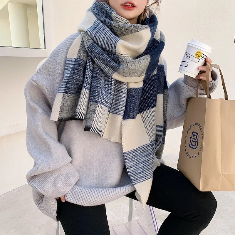 195cm Women's Imitation Cashmere Plaid Scarf Women Winter Thicken Warm Femme Classic Scarf Student Couples Long Shawl Bib
195cm Women's Imitation Cashmere Plaid Scarf Women Winter Thicken Warm Femme Classic Scarf Student Couples Long Shawl Bib