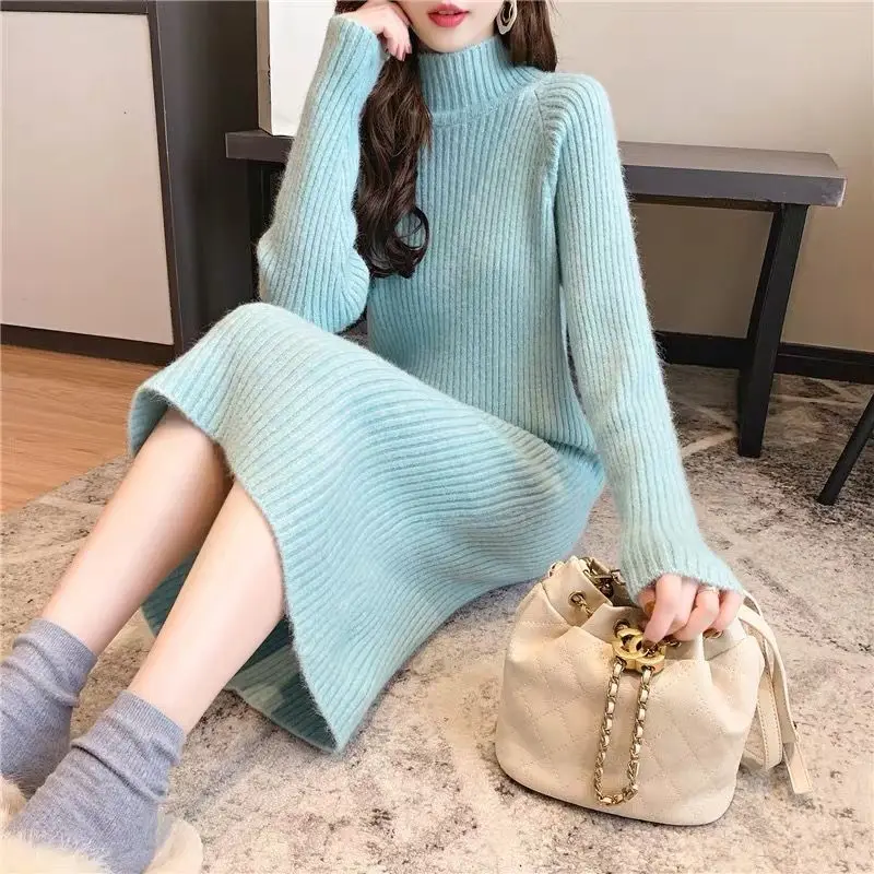 2020 Women Winter Basic Long Sweater Dress Turtleneck Long Sleeve Elegant Solid Brief Slim Knitted Dresses Pullovers
2020 Women Winter Basic Long Sweater Dress Turtleneck Long Sleeve Elegant Solid Brief Slim Knitted Dresses Pullovers