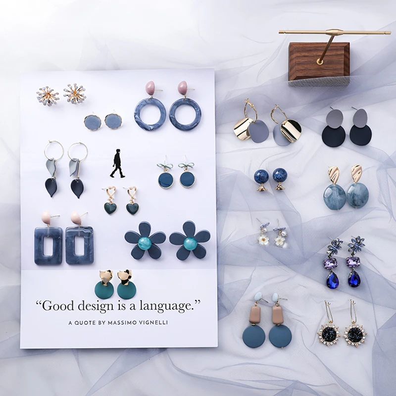 Fashion Blue Gray Women's Flower Geometric Earrings Simple Temperament Metal Earrings Sweet Girl 2021 Party Fashion Accessories
Fashion Blue Gray Women's Flower Geometric Earrings Simple Temperament Metal Earrings Sweet Girl 2021 Party Fashion Accessories
