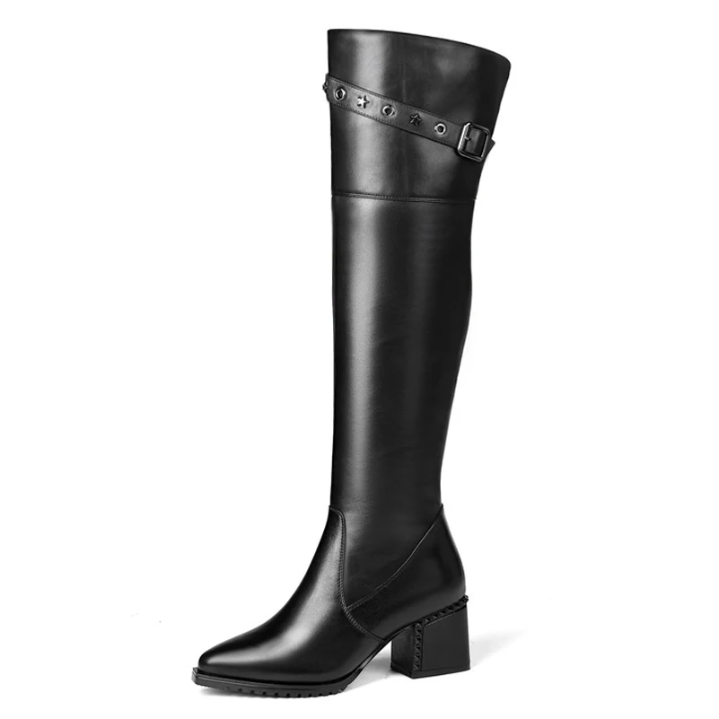 FOREADA Real Leather Over-the-Knee Boots Women Buckle High Heel Long Boots Zip Pointed Toe Thick Heel Lady Shoes Winter Size 42
FOREADA Real Leather Over-the-Knee Boots Women Buckle High Heel Long Boots Zip Pointed Toe Thick Heel Lady Shoes Winter Size 42