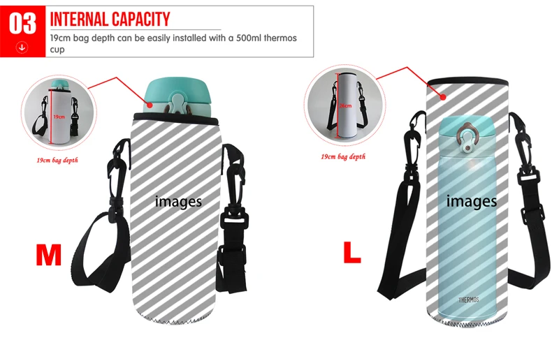 Cartoon Style Portable Water Bottle Sleeve Cute Dog Printed Drink Carrying Pouch Bag with Handle Sport Cover | Дом и сад