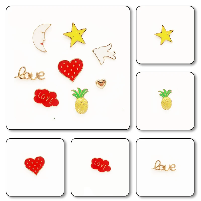 New cute fashion letter love bird pineapple moon dress all-match dripping oil brooch collar pin accessories
New cute fashion letter love bird pineapple moon dress all-match dripping oil brooch collar pin accessories