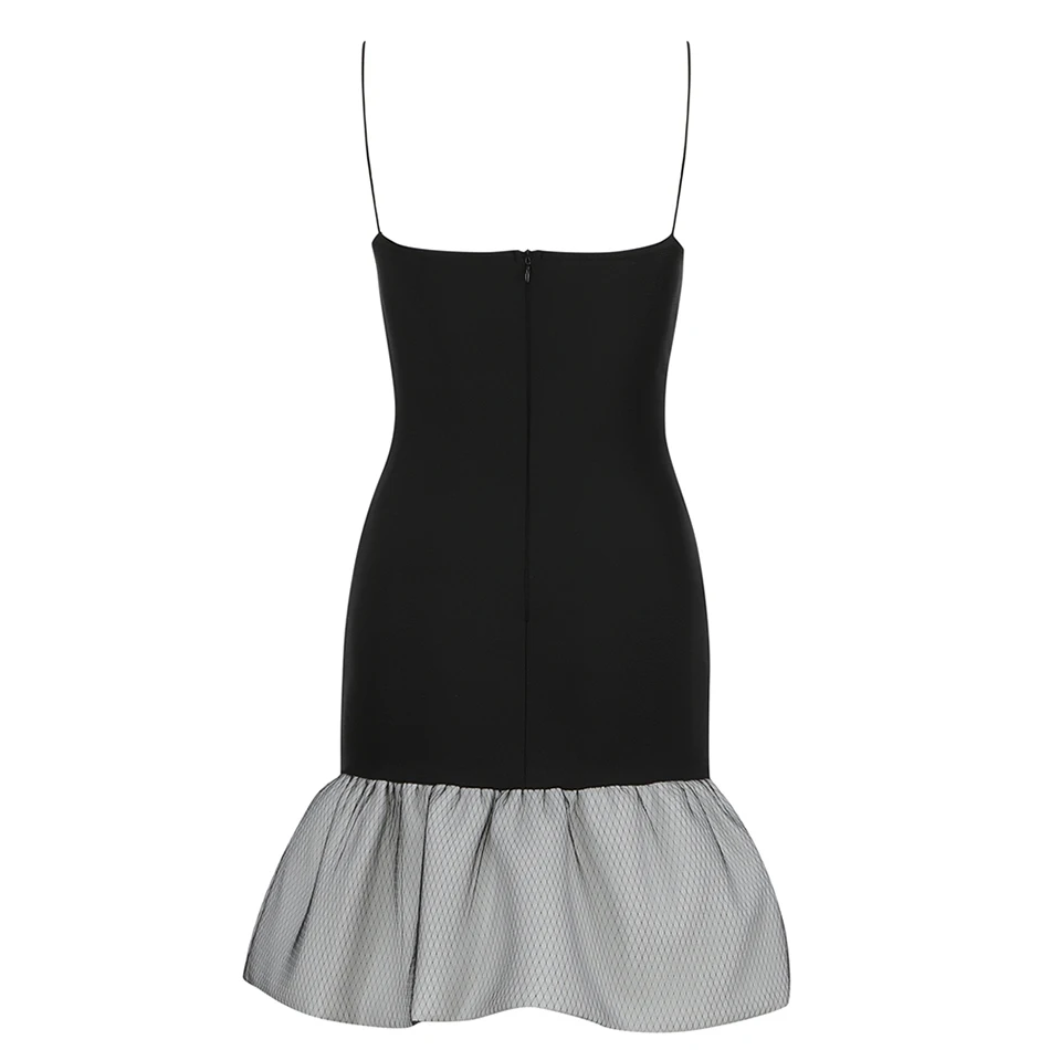 2021 Summer New Women'S Fashion Sexy Black Patchwork Ruffled Hollow Spaghetti Strap Mesh Drape Bandage Dress Bodycon Party Dress
2021 Summer New Women'S Fashion Sexy Black Patchwork Ruffled Hollow Spaghetti Strap Mesh Drape Bandage Dress Bodycon Party Dress