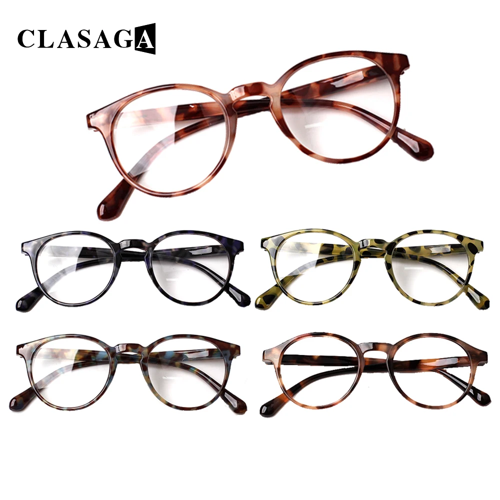

CLASAGA 4 Pack Comfortable Reading Glasses Plastic Frame Men's Women's Spring Hinge HD Prescription Eyeglasses Diopter 0-600