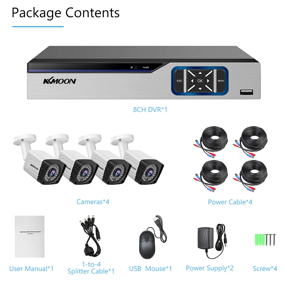 8CH Home Security Camera System +4pcs 2MP HD Outdoor/Indoor Weatherproof Security Camera Surveillance DVR Kit
8CH Home Security Camera System +4pcs 2MP HD Outdoor/Indoor Weatherproof Security Camera Surveillance DVR Kit
