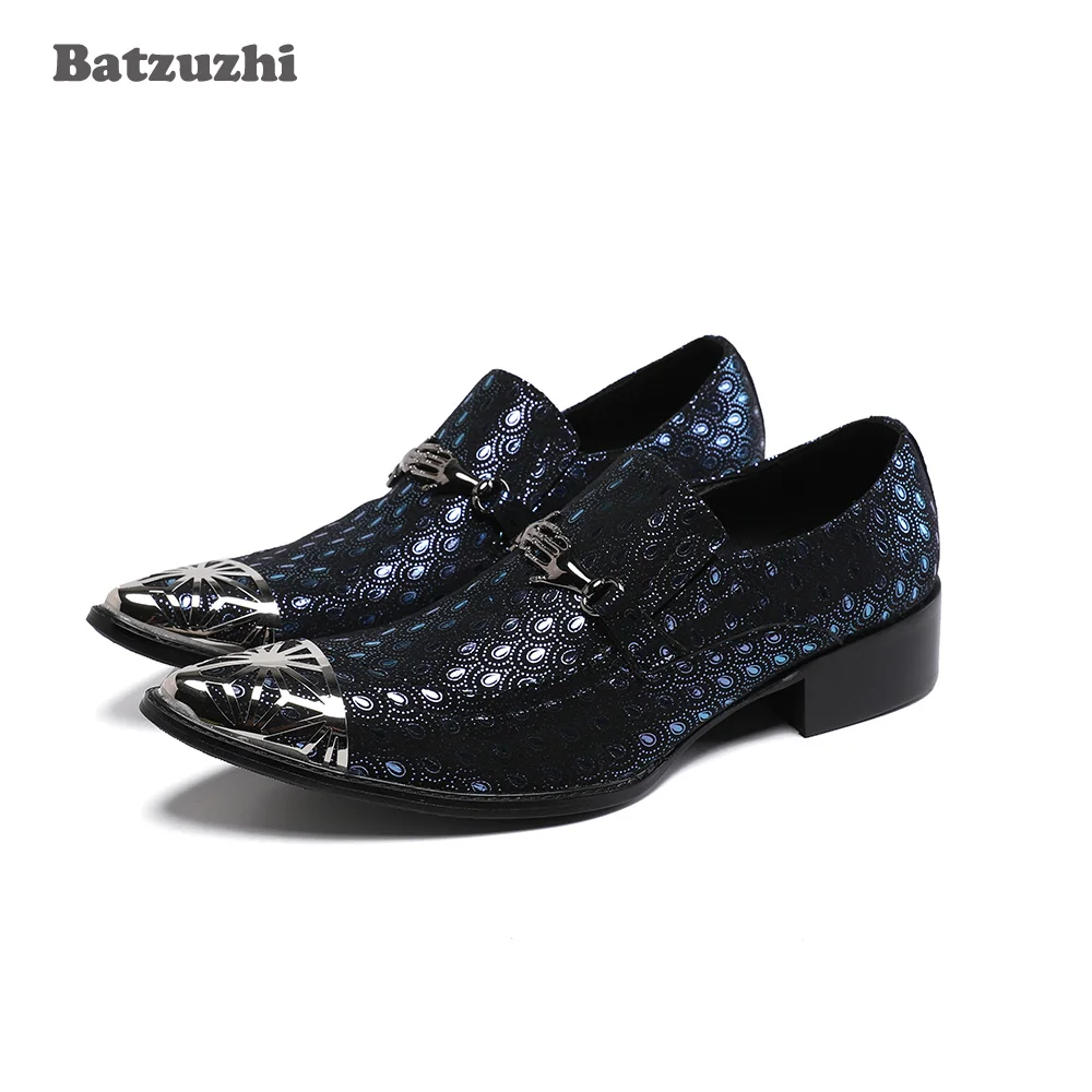 Batzuzhi Western Fashion Pointed Metal Toe Dress Shoes Men Blue Feathers Leather Party Wedding Leather Shoes for Men, EU38-46!
Batzuzhi Western Fashion Pointed Metal Toe Dress Shoes Men Blue Feathers Leather Party Wedding Leather Shoes for Men, EU38-46!