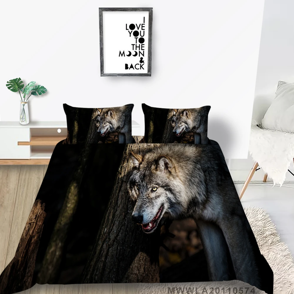Ferocious Wolf Bed Set Double Desolate Forest Duvet Cover For Man Queen Single Twin Full King Nature Bedding Set Comfortable 
Ferocious Wolf Bed Set Double Desolate Forest Duvet Cover For Man Queen Single Twin Full King Nature Bedding Set Comfortable