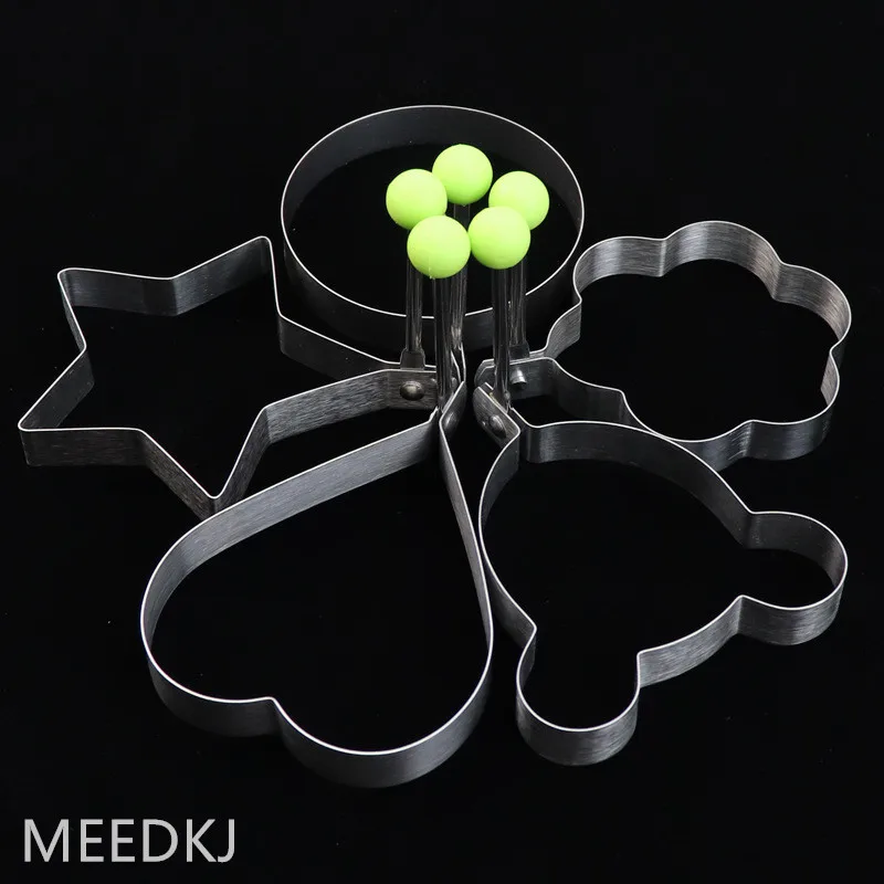 1pcs stainless steel frying egg maker, creative frying egg mold, poached egg grinding tool model 
1pcs stainless steel frying egg maker, creative frying egg mold, poached egg grinding tool model