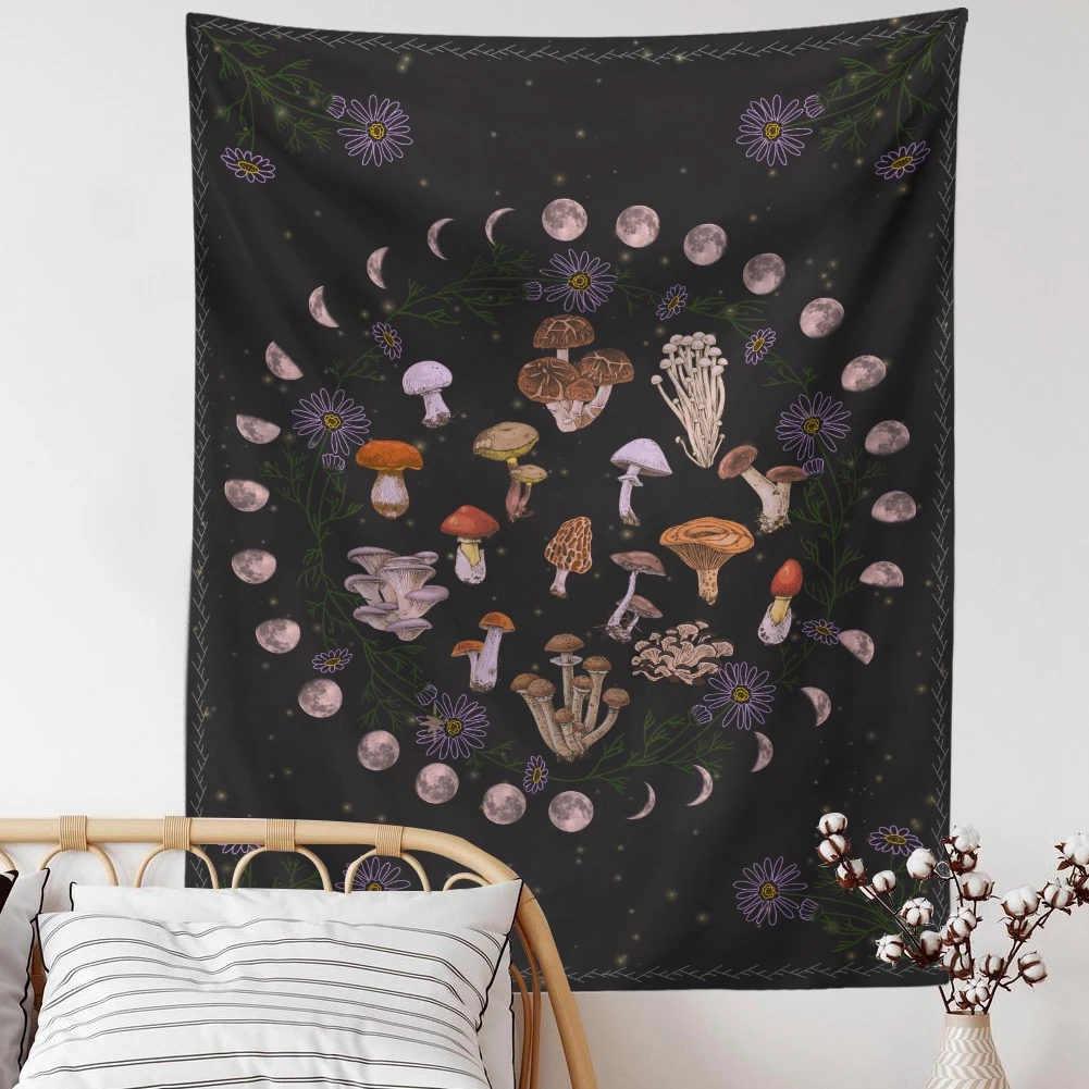 Botanical Cactus Tapestry Wall Hanging Moon Starry Mushroom Chart Hippie Bohemian Tapestries Psychedelic Witchcraft Home Decor | Дом и сад