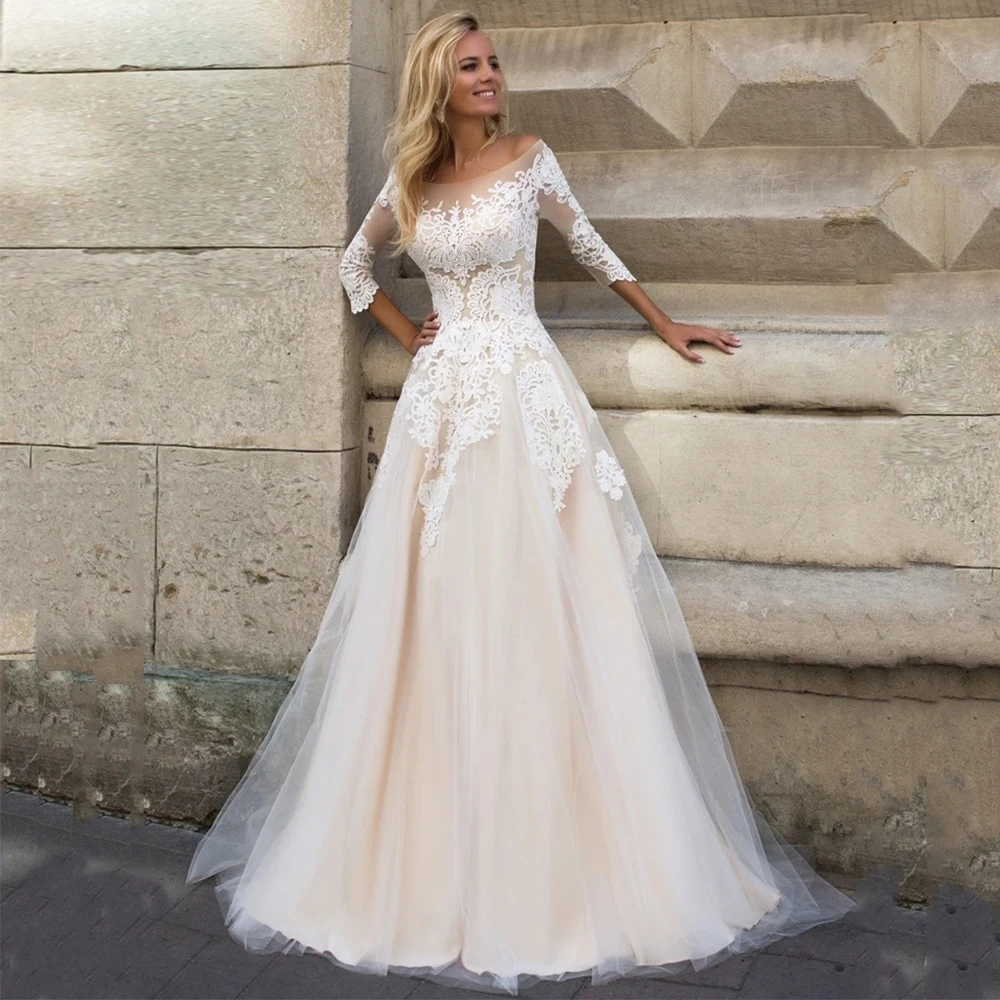 3/4 Sleeves Wedding Dresses 2021 Boat Neck A Line Lace Appliques Court Train Bridal Gowns Vestidos De Novia Custom Made
3/4 Sleeves Wedding Dresses 2021 Boat Neck A Line Lace Appliques Court Train Bridal Gowns Vestidos De Novia Custom Made