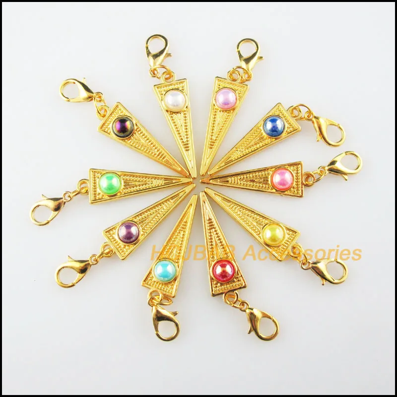 10Pcs Retro Mixed Acrylic Gold Color Charms Triangle Circle Pendants With Lobster Claw Clasps 
10Pcs Retro Mixed Acrylic Gold Color Charms Triangle Circle Pendants With Lobster Claw Clasps