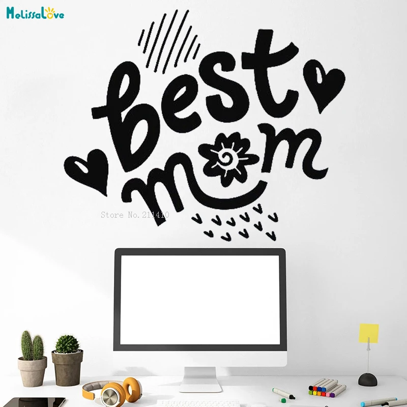 Фото Виниловая настенная наклейка с цитатой родителей и надписью Best Mom подарок милая
