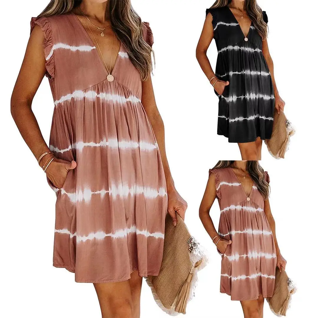 European and American cross border new product 2021 spring and summer new women's dress with lotus sleeve and V-neck
European and American cross border new product 2021 spring and summer new women's dress with lotus sleeve and V-neck