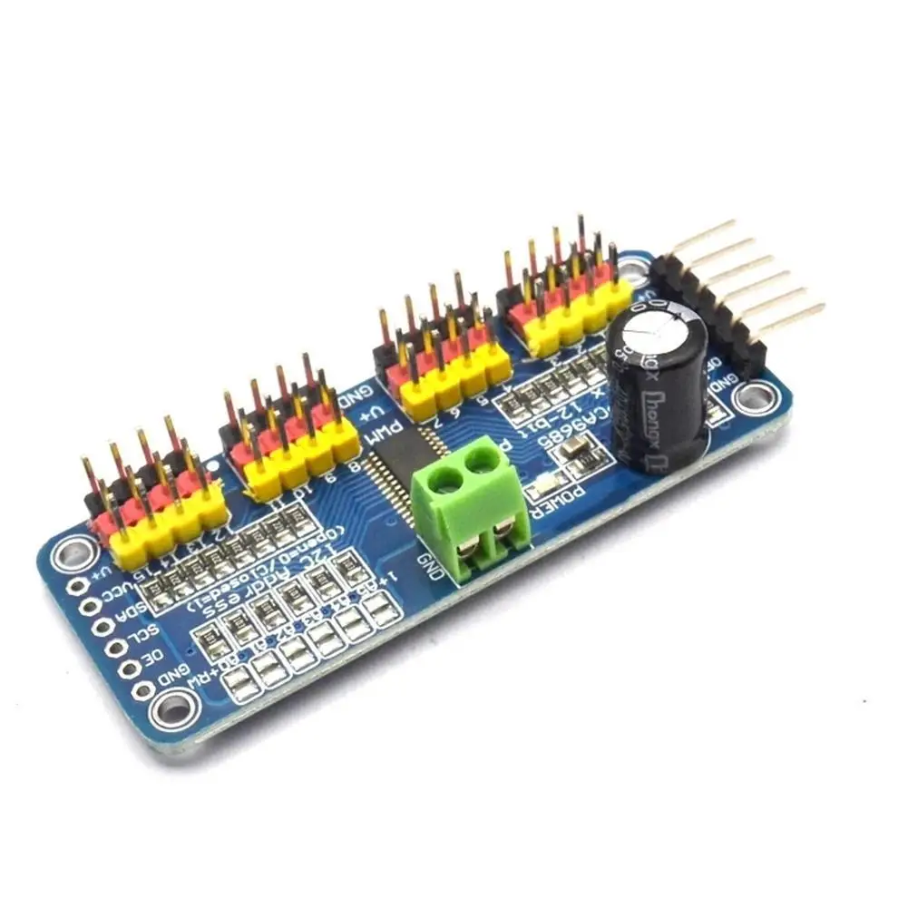 I2C Robot Module 6-channel 12-bit PWM Motor Driver For PWM/ For Servo/Servo Drive Board Controller Robot IIC Interface
I2C Robot Module 6-channel 12-bit PWM Motor Driver For PWM/ For Servo/Servo Drive Board Controller Robot IIC Interface
