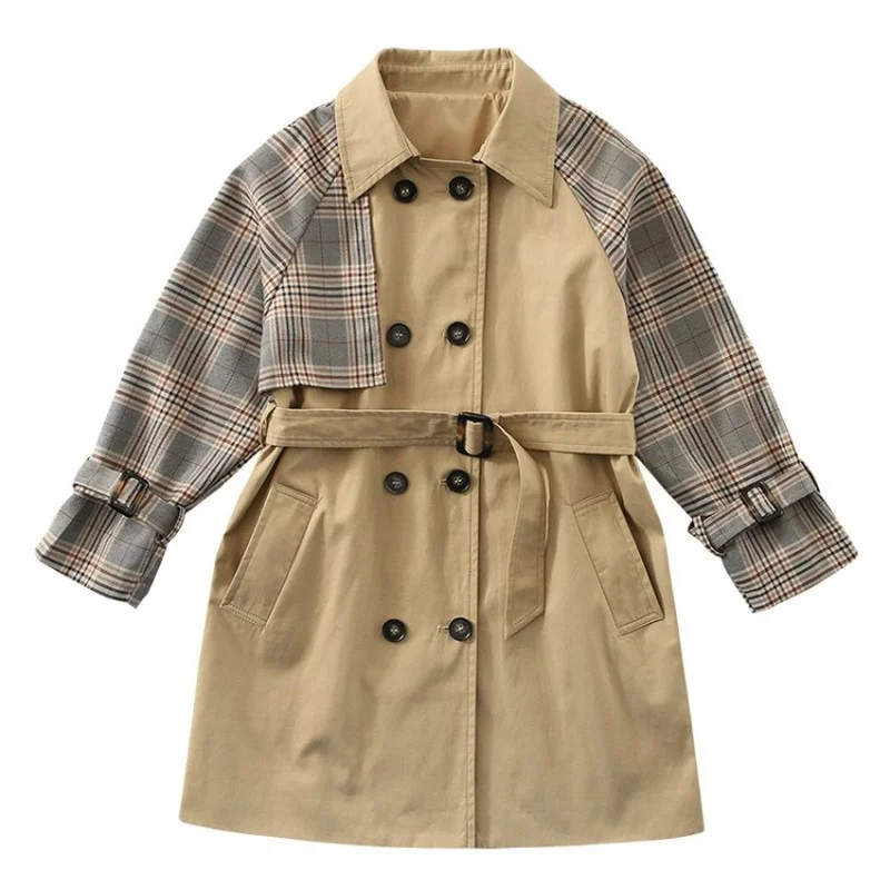 Plaid Stitched Long Double-breasted Windbreaker Coat for Baby Girl Brand Luxury Design School British Style Kid Children Clothes
Plaid Stitched Long Double-breasted Windbreaker Coat for Baby Girl Brand Luxury Design School British Style Kid Children Clothes