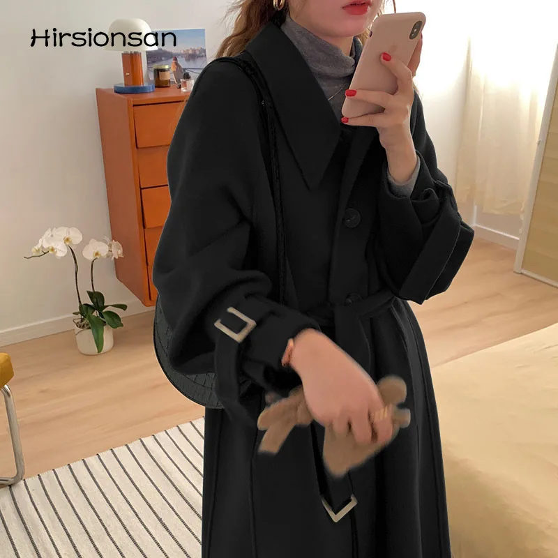 Hirsionsan High Quality Woolen Coat Women Winter Elegant Mid-length Lapel Solid Coat Female Over-the-knee Plus Size Outercoats
Hirsionsan High Quality Woolen Coat Women Winter Elegant Mid-length Lapel Solid Coat Female Over-the-knee Plus Size Outercoats