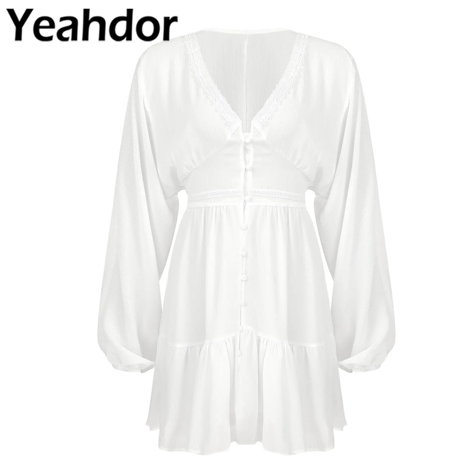 Женское летнее платье, сексуальное Белое Кружевное мини-платье с V-образным вырезом и длинным рукавом, элегантные женские платья для свадьб... 
Женское летнее платье, сексуальное Белое Кружевное мини-платье с V-образным вырезом и длинным рукавом, элегантные женские платья для свадьб...