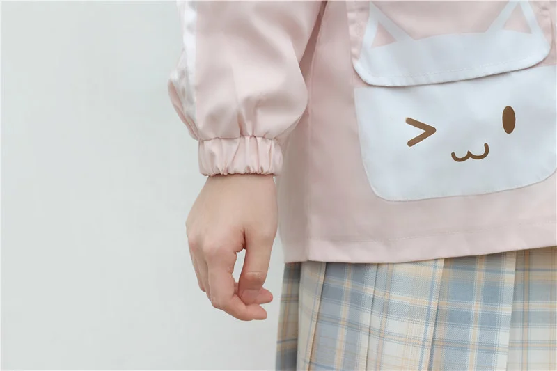 Japanese Thin Jacket Tea Girls Nice cat Casual Zip Up Hoodie Women Black Pink Zipper With hood coat 2020 Autumn spring
Japanese Thin Jacket Tea Girls Nice cat Casual Zip Up Hoodie Women Black Pink Zipper With hood coat 2020 Autumn spring