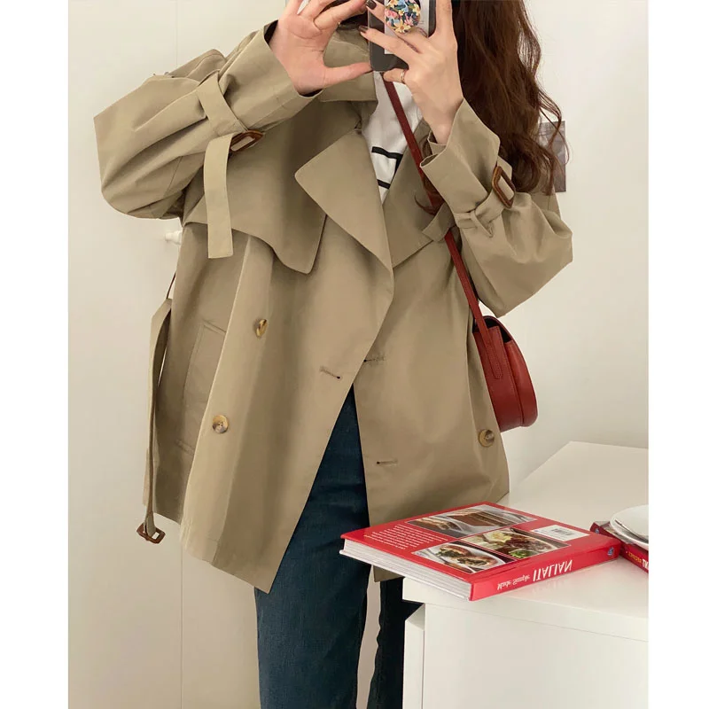2021 Trench Coat Spring and Autumn New Khaki Windbreaker Jacket Women's Short British Style High-End Sense Top England Style
2021 Trench Coat Spring and Autumn New Khaki Windbreaker Jacket Women's Short British Style High-End Sense Top England Style