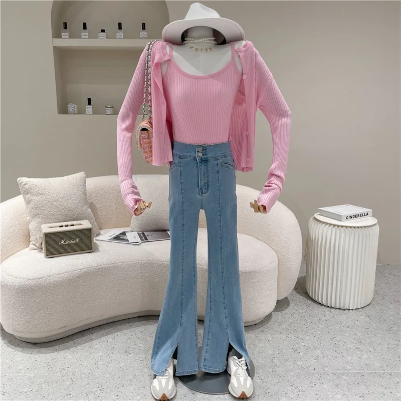 Women's Spring 2021 Niche Design Fashion High Waist Split Jeans Slim Floor Sweeping Trumpet Trousers
Women's Spring 2021 Niche Design Fashion High Waist Split Jeans Slim Floor Sweeping Trumpet Trousers
