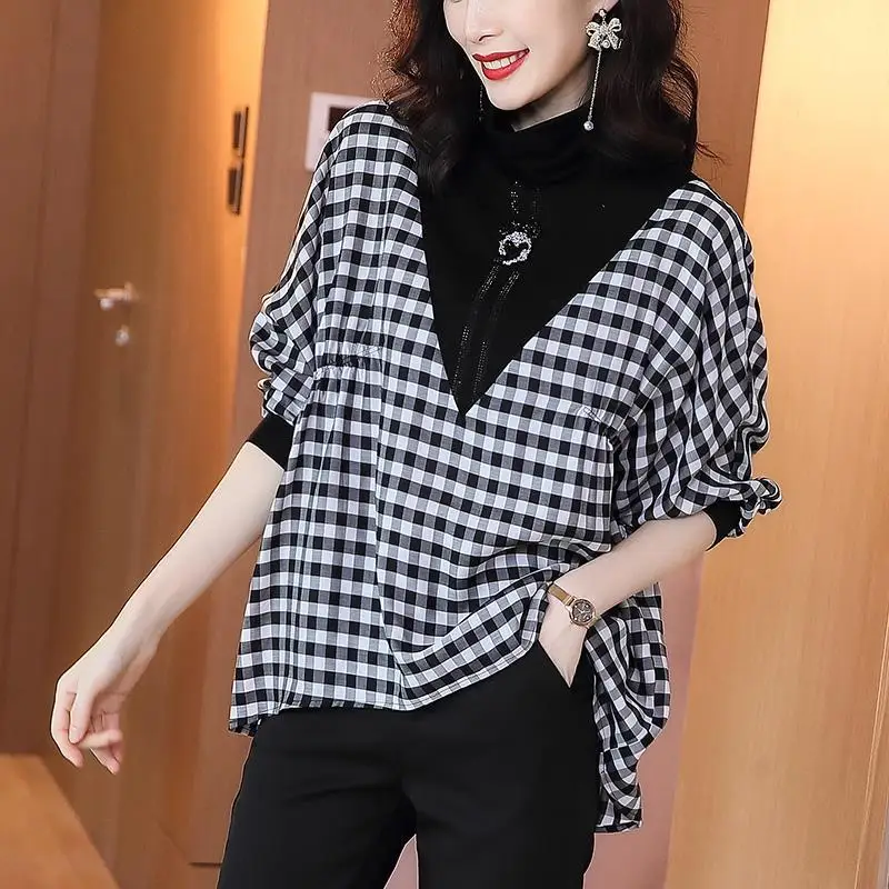 Women's Spring Autumn Style Chiffon Blouses Shirt Women's Half Sleeve Turtleneck Plaid Diamonds Korean Tops DD9007
Women's Spring Autumn Style Chiffon Blouses Shirt Women's Half Sleeve Turtleneck Plaid Diamonds Korean Tops DD9007