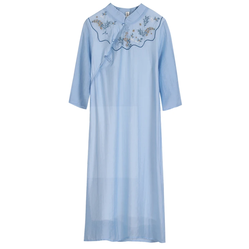 COIGARSAM Cheongsam Three Quarter Sleeve Women dress New Summer Vintage Embroidery Dresses Yellow Blue White Separate 923 
COIGARSAM Cheongsam Three Quarter Sleeve Women dress New Summer Vintage Embroidery Dresses Yellow Blue White Separate 923