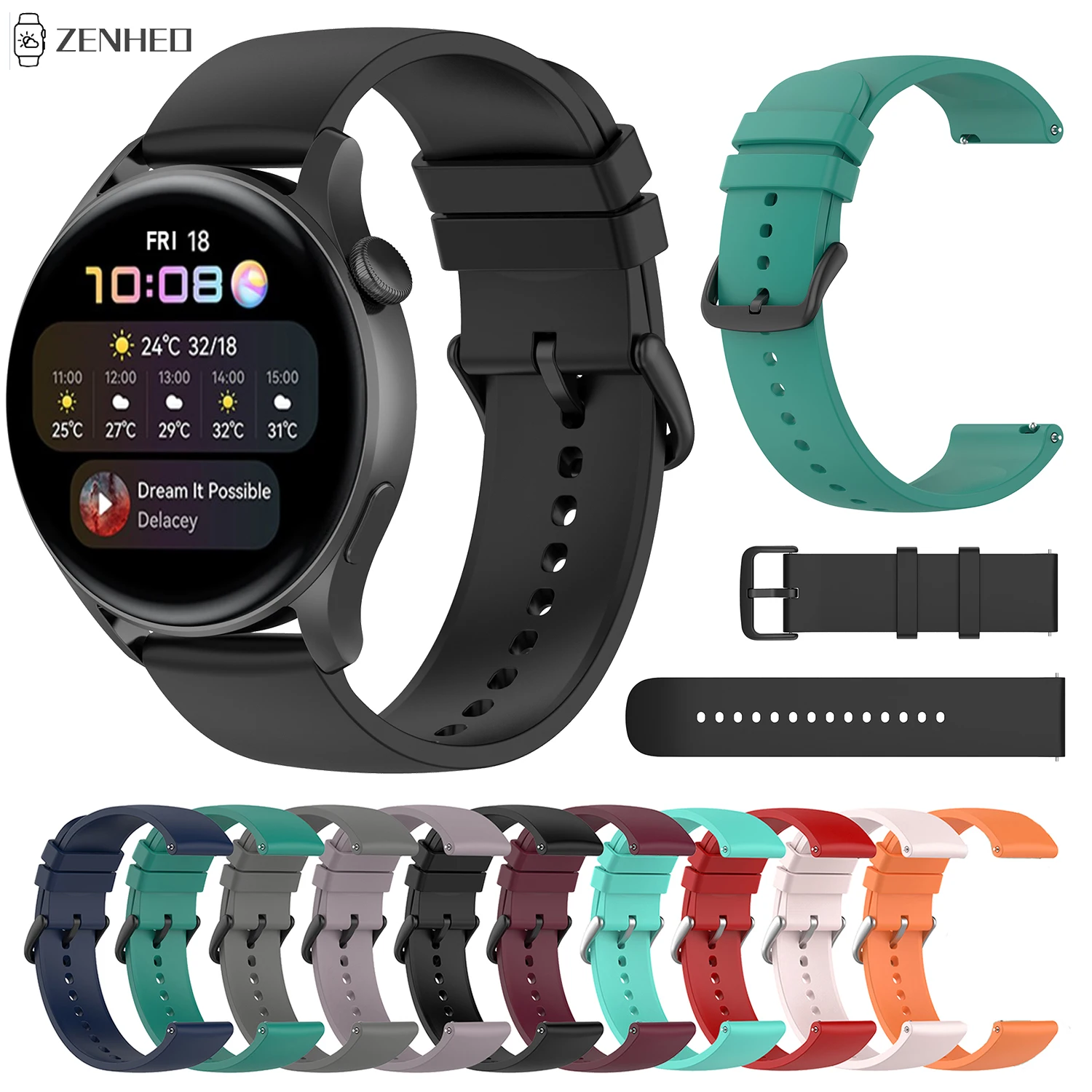 22mm Watch Strap For Huawei Watch 3/3 Pro Replacement Silicone Watchband for Huawei Watch GT GT2 Pro/Honor Magic Watch 2 46mm 
22mm Watch Strap For Huawei Watch 3/3 Pro Replacement Silicone Watchband for Huawei Watch GT GT2 Pro/Honor Magic Watch 2 46mm