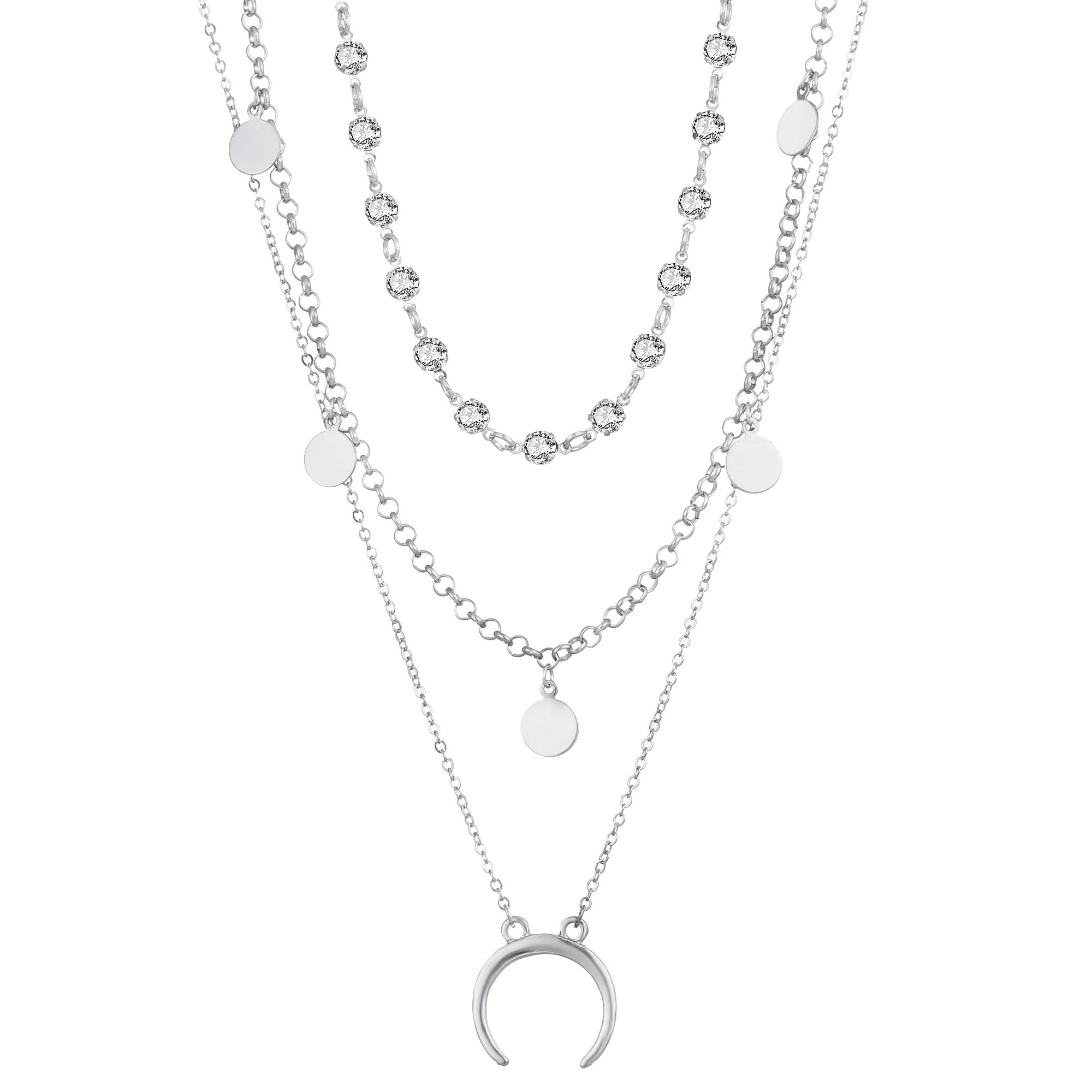 UMKA Vintage Multilayer Moon Crystal Pendant Necklace For Woman 2021 Sliver Gold Color Stainless Steel Long Choker Clavic Chain
UMKA Vintage Multilayer Moon Crystal Pendant Necklace For Woman 2021 Sliver Gold Color Stainless Steel Long Choker Clavic Chain