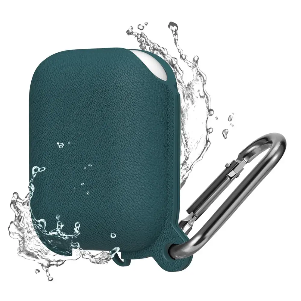 Силиконовый водонепроницаемый чехол для наушников Litchi Airpods с кольцом держателем