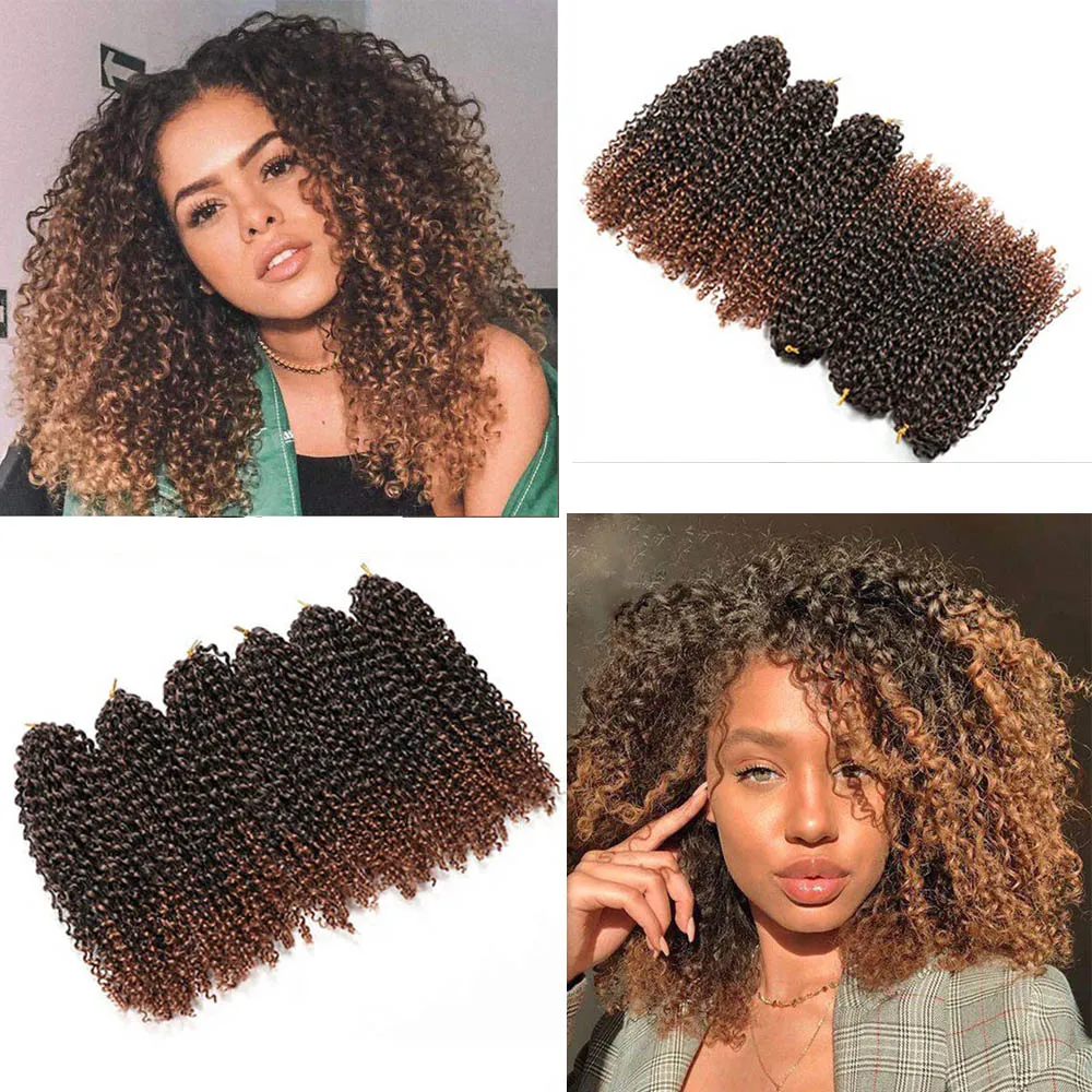 

Hair Nest Marlybob Crochet Hair Afro Kinky Curly Crochet Braids Short Passion Twist Jerry Curl Ombre Braiding Hair Extensions