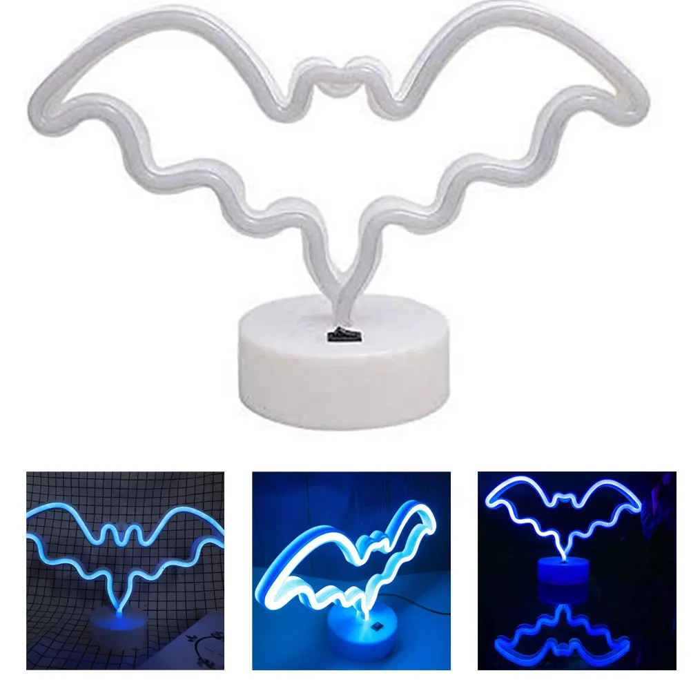 Neon Night Light Bat Shape Led Lamp Battery USB Powered Table Stand Light With Base Blue/Pink LED Table Decor Neon Light
Neon Night Light Bat Shape Led Lamp Battery USB Powered Table Stand Light With Base Blue/Pink LED Table Decor Neon Light