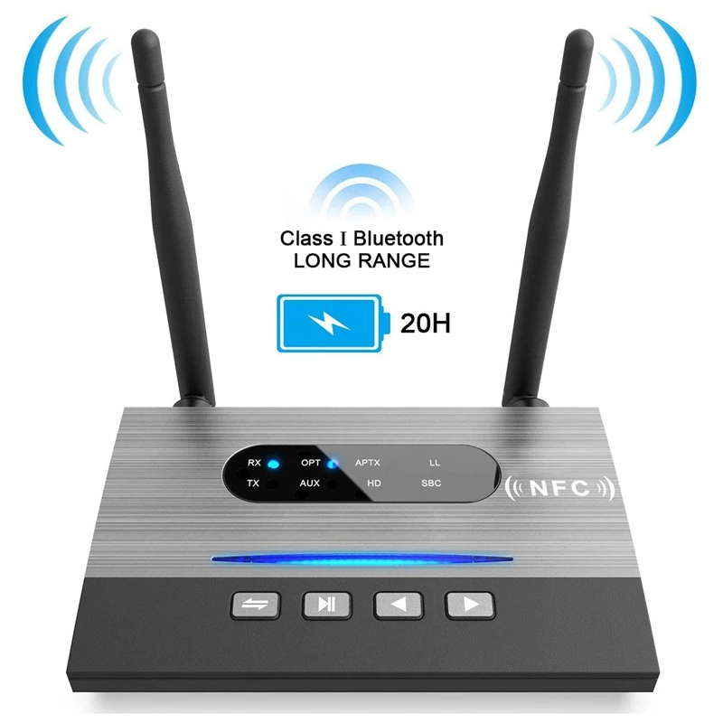 Long Range Bluetooth 5.0 Transmitter Receiver Wireless o Adapter Low Latency AptX Optical NFC RCA AUX 3.5mm
Long Range Bluetooth 5.0 Transmitter Receiver Wireless o Adapter Low Latency AptX Optical NFC RCA AUX 3.5mm