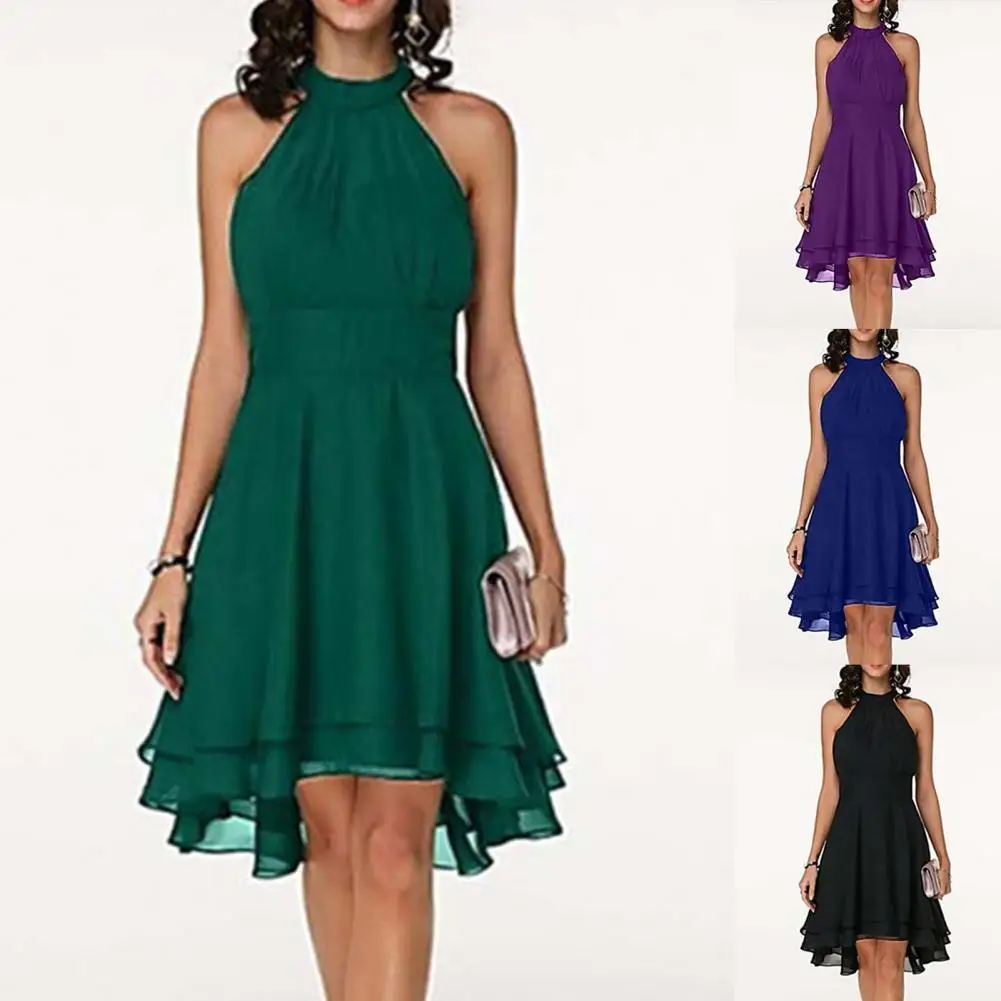 Ladies Halter A Line Dress Temperament High Waist Sexy Double Layer Middle Length Irregular Hem Ruffle Dresses for Women 2021 
Ladies Halter A Line Dress Temperament High Waist Sexy Double Layer Middle Length Irregular Hem Ruffle Dresses for Women 2021