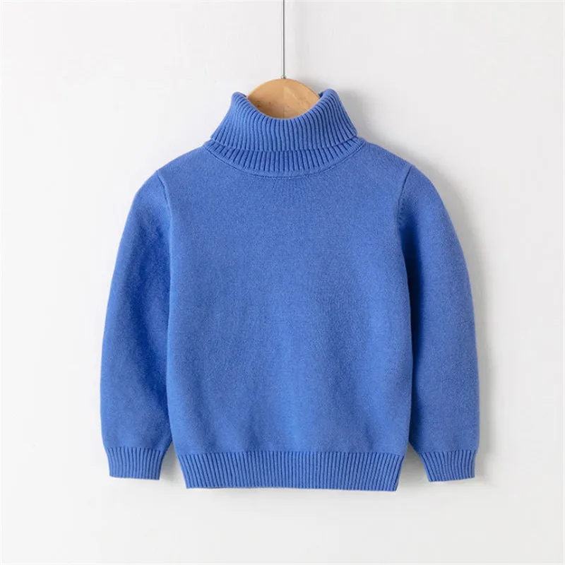 Autumn And Winter New High Neck Knitted Sweater Baby Girl Clothes Children's Turtleneck Boy Solid Candy Color | Мать и ребенок