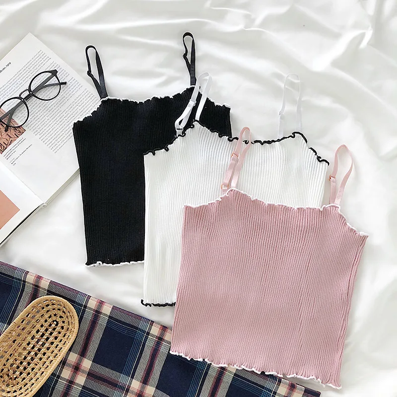 ITOOLIN Summer Spaghetti Strap Crop Top For Women Ruffle Ribbed Slim Tank Top Cropped Female Camis Vintage Clothes Camisoles
ITOOLIN Summer Spaghetti Strap Crop Top For Women Ruffle Ribbed Slim Tank Top Cropped Female Camis Vintage Clothes Camisoles
