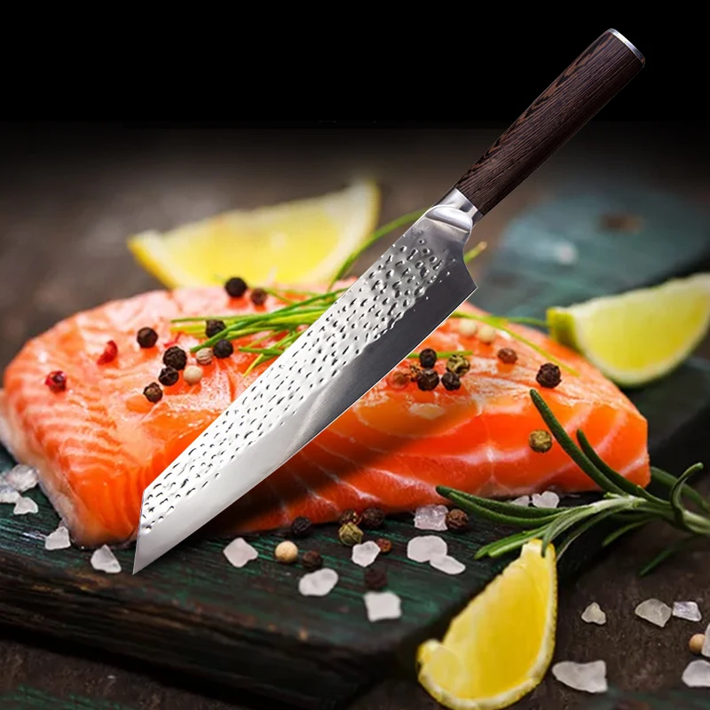 

Японский нож шеф-повара, кованый кухонный нож из нержавеющей стали, 9 дюймов, мясница, овощи, ножи для суши