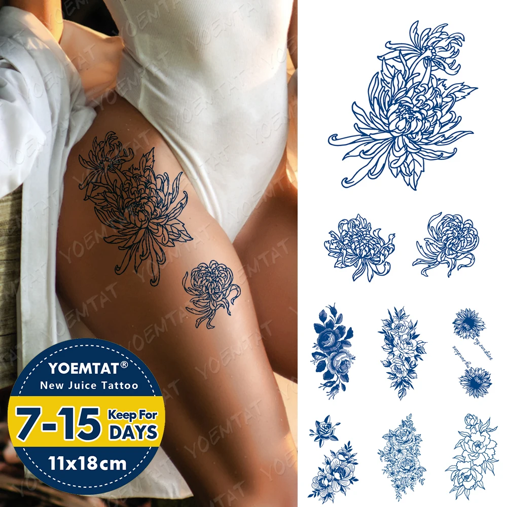 Juice Lasting Waterproof Temporary Tattoo Sticker Chrysanthemum Peony Rose Sunflower Flash Tattoos Women Ink Body Art Fake Tatto
Juice Lasting Waterproof Temporary Tattoo Sticker Chrysanthemum Peony Rose Sunflower Flash Tattoos Women Ink Body Art Fake Tatto