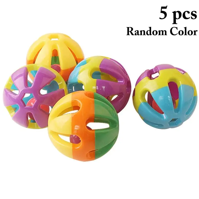 

Kapmore 5Pcs/Set Cat Hollow Ball Toys Funny Cat Bell Interactive Toys Kitten Rattle Ball Pet Supplies Random Color Cat Favors