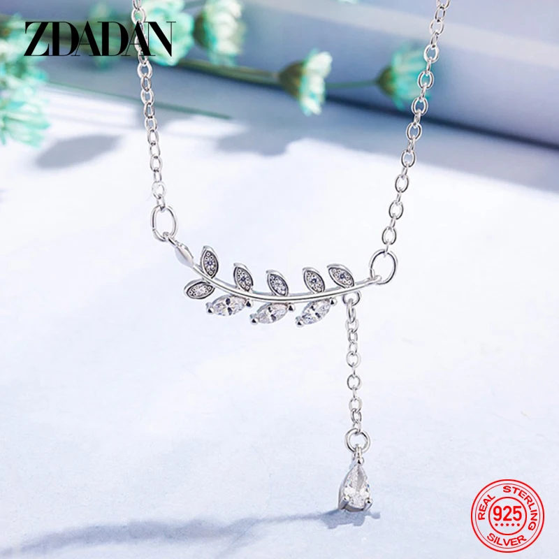 ZDADAN 925 Sterling Silver Leaf Necklace For Women Zircon Engagement Jewelry Gift
ZDADAN 925 Sterling Silver Leaf Necklace For Women Zircon Engagement Jewelry Gift
