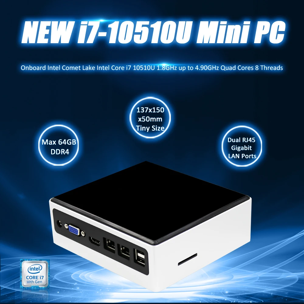 EGLOBAL I7 10510U 10-го поколения игровой мини-ПК Core 64 Гб DDR4 512 ГБ M.2 NVME SSD AC WIFI Windows 10pro