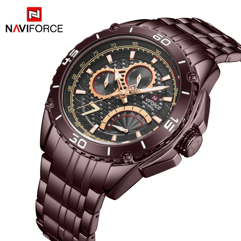 Часы мужские Naviforce водонепроницаемые модные повседневные спортивные с светящими