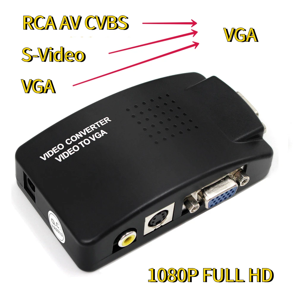 

50PCS PCBA AV to VGA Adapter RCA CVBS to VGA Converter PC Laptop Video TV RCA Composite S-Video AV In To PC VGA LCD Out